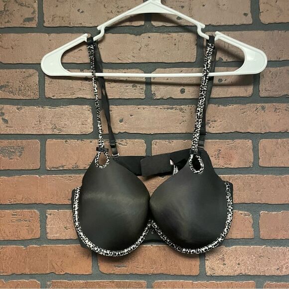 Victorias Secret Black with Cheetah Bra Size 36D - Picture 1 of 4
